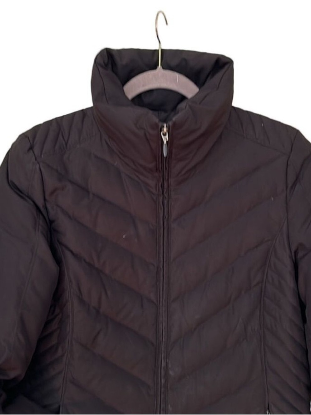 Ladies Black Puffer Coat Down Feather Filled Size Medium Coat Hip Length Jacket